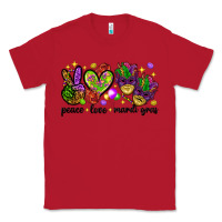 Red Peace Love Mardi Gras Classic Tee - HowdyJamesFarm