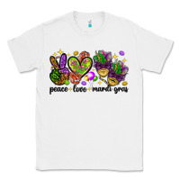White Peace Love Mardi Gras Classic Tee - HowdyJamesFarm