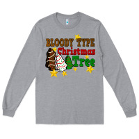 Heather Grey Bloody Type Christmas Tree Long Sleeve Tee - FaDigitalArtStudio