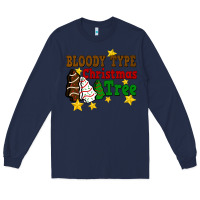 Navy Bloody Type Christmas Tree Long Sleeve Tee - FaDigitalArtStudio