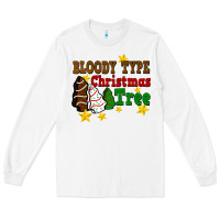 White Bloody Type Christmas Tree Long Sleeve Tee - FaDigitalArtStudio