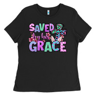 Black Easter Day Saved by his grace Ladies Tee - OliviaCreatesArt