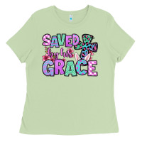 Matcha Easter Day Saved by his grace Ladies Tee - OliviaCreatesArt