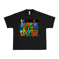 Black look beyond autism and see someone special Urban Heavy Tee - FaDigitalArtStudio