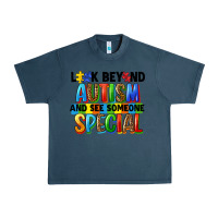Midnight Navy look beyond autism and see someone special Urban Heavy Tee - FaDigitalArtStudio