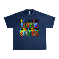 Navy look beyond autism and see someone special Urban Heavy Tee - FaDigitalArtStudio