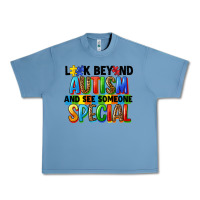 Pebble Blue look beyond autism and see someone special Urban Heavy Tee - FaDigitalArtStudio