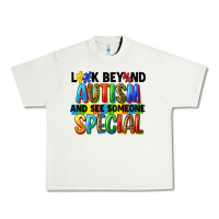 Pistachio look beyond autism and see someone special Urban Heavy Tee - FaDigitalArtStudio