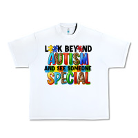 White look beyond autism and see someone special Urban Heavy Tee - FaDigitalArtStudio