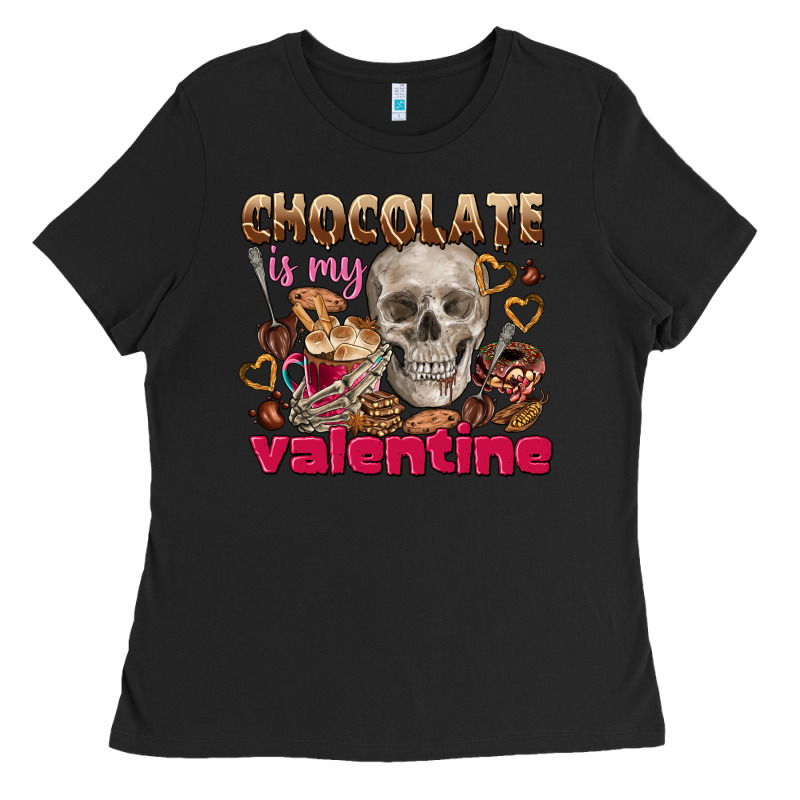 Skull Chocolate Is My Valentine Ladies Tee by FaDigitalArtStudio | Teevron