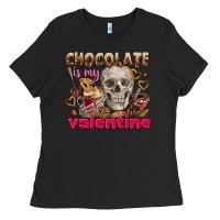 Black Skull chocolate is my Valentine Ladies Tee - FaDigitalArtStudio