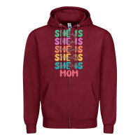Burgundy she is mom Zipper Hoodie - JahusDesignShop
