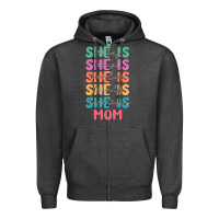 Charcoal Heather she is mom Zipper Hoodie - JahusDesignShop