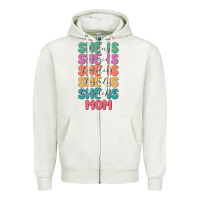 Oatmeal Heather she is mom Zipper Hoodie - JahusDesignShop