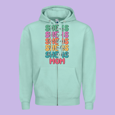 She Is Mom Zipper Hoodie Designed By Jahusdesignshop