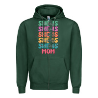 Sports Green she is mom Zipper Hoodie - JahusDesignShop