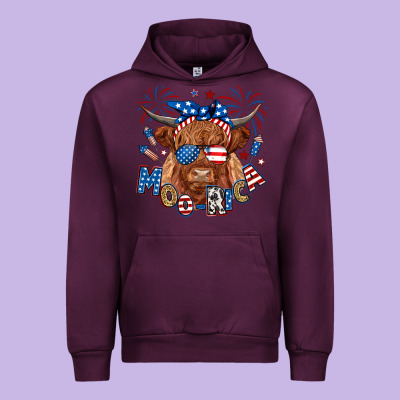 Moo Rica Highland Cow Urban Hoodie Designed By Ranaportraitstore