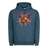 Pigment Midnight Navy moo rica highland cow Urban Hoodie - RanaPortraitStore