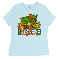 Baby Blue St. Patrick's Arkansas Ladies Tee - OliviaCreatesArt