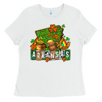 White St. Patrick's Arkansas Ladies Tee - OliviaCreatesArt