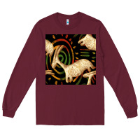 Burgundy african ethnic animal seamless pattern Long Sleeve Tee - BundleAndBundleShop