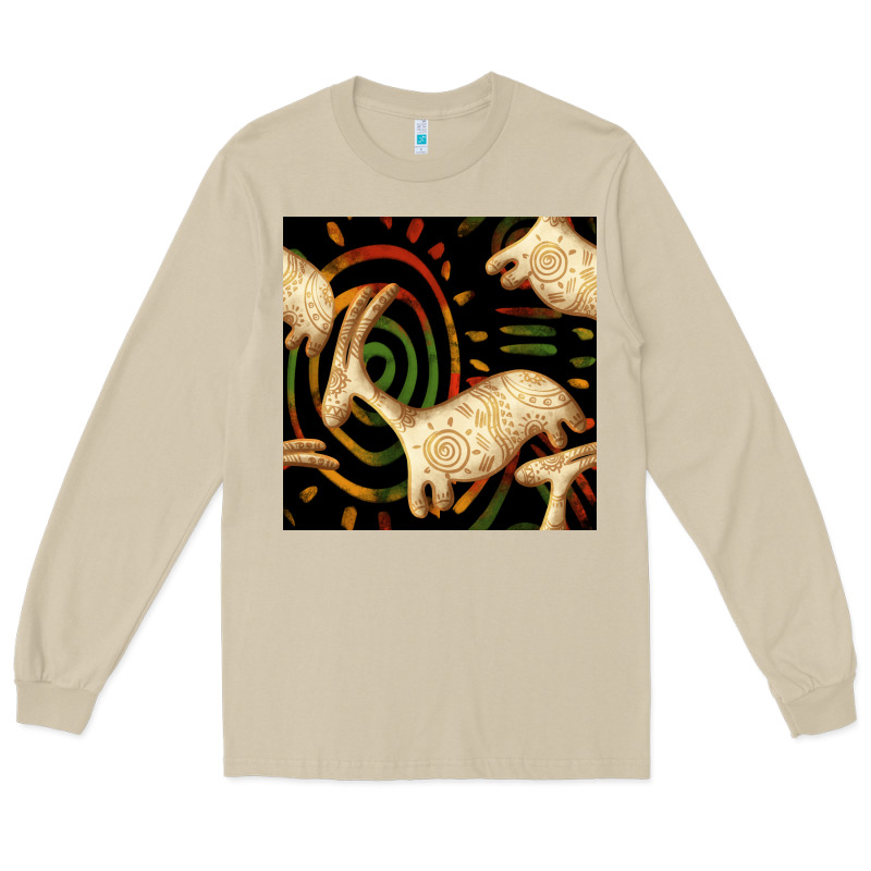 African Ethnic Animal Seamless Pattern Long Sleeve Tee by BundleAndBundleShop | Teevron