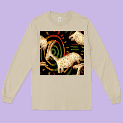 African Ethnic Animal Seamless Pattern Long Sleeve Tee Designed By Bundleandbundleshop
