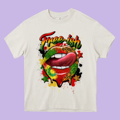 Free Ish Juneteenth Lips Heavy Core Tee Designed By Cowgirlartshop