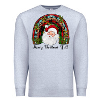 Heather Grey merry christmas y'all rainbow Premium Sweatshirt - JahusDesignShop