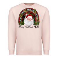 Pale Pink merry christmas y'all rainbow Premium Sweatshirt - JahusDesignShop