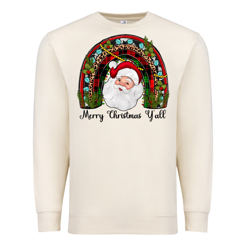 Merry Christmas Y'all Rainbow Premium Sweatshirt by JahusDesignShop | Teevron
