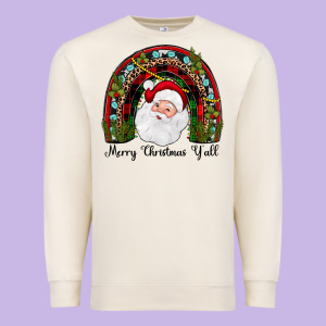 Merry Christmas Y'all Rainbow Premium Sweatshirt Designed By Jahusdesignshop