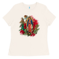 Bone Our Lady Of Guadalupe Mexican Flag Cactus Roses Ladies Tee - FaDigitalArtStudio