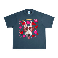 Midnight Navy Valentine's day  bull terrier Urban Heavy Tee - RanaPortraitStore