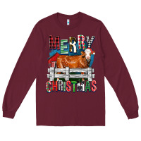 Burgundy merry christmas simmental cow Long Sleeve Tee - FaDigitalArtStudio