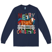 Navy merry christmas simmental cow Long Sleeve Tee - FaDigitalArtStudio