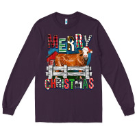 Plum merry christmas simmental cow Long Sleeve Tee - FaDigitalArtStudio