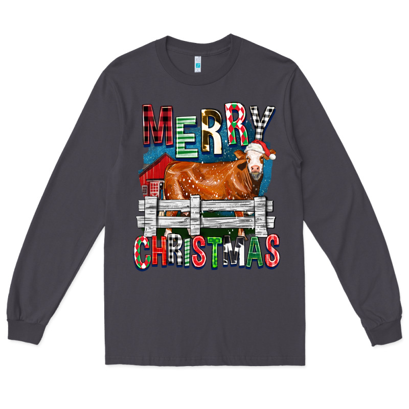 Merry Christmas Simmental Cow Long Sleeve Tee by FaDigitalArtStudio | Teevron