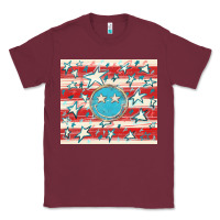Burgundy America flag smiley  tumbler Classic Tee - HowdyJamesFarm