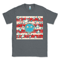 Charcoal Heather America flag smiley  tumbler Classic Tee - HowdyJamesFarm