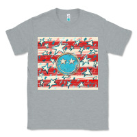 Heather Grey America flag smiley  tumbler Classic Tee - HowdyJamesFarm