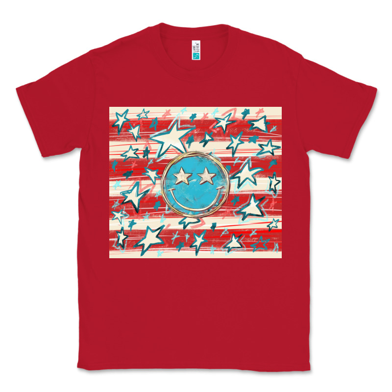 America Flag Smiley  Tumbler Classic Tee by HowdyJamesFarm | Teevron