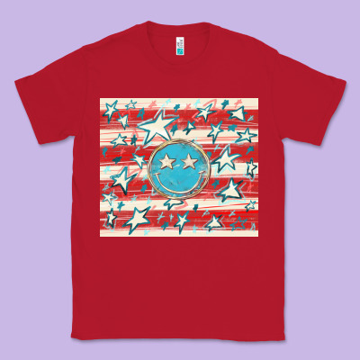 America Flag Smiley  Tumbler Classic Tee Designed By Howdyjamesfarm