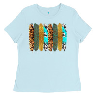 Baby Blue western brushstrokes Ladies Tee - OliviaCreatesArt