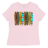 Bubblegum Pink western brushstrokes Ladies Tee - OliviaCreatesArt