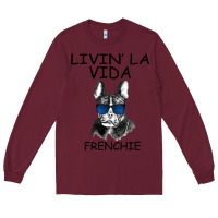 Burgundy Livin' la vida Frenchie Long Sleeve Tee - Bettercallsaul