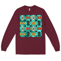 Burgundy native american aztec seamless pattern 3 Long Sleeve Tee - BundleAndBundleShop