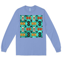 Colony Blue native american aztec seamless pattern 3 Long Sleeve Tee - BundleAndBundleShop