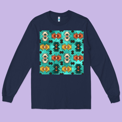 Native American Aztec Seamless Pattern 3 Long Sleeve Tee Designed By Bundleandbundleshop