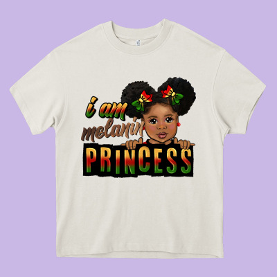 I Am Melanin Princess Black Peekaboo Heavy Core Tee Designed By Cowgirlartshop